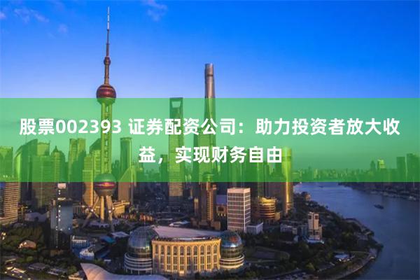 股票002393 证券配资公司：助力投资者放大收益，实现财务自由